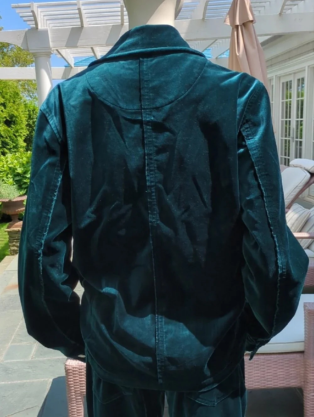 Re/Done Teal Velvet Wide-Leg Pants with Matching Jacket